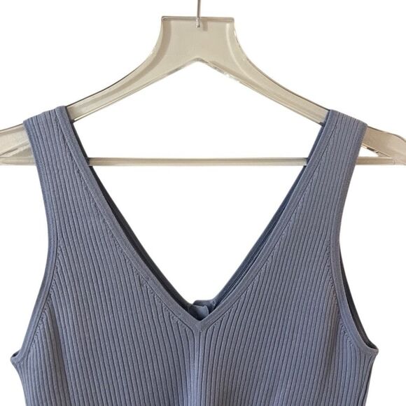 Madewell‎ The Signature Knit Button-Front Sweater Tank Ribbed Blue Sz Large NWT - Picture 11 of 16